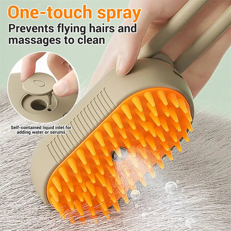 Steam brush for dogs and cats 3 in 1